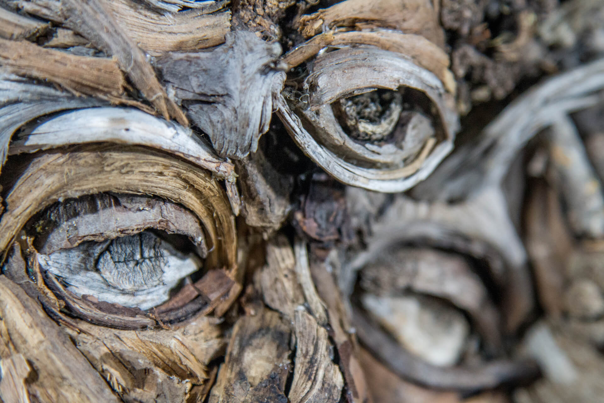 the wall hanging relief faces